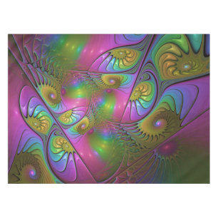 The Colourful Luminous Trippy Abstract Fractal Art Tablecloth