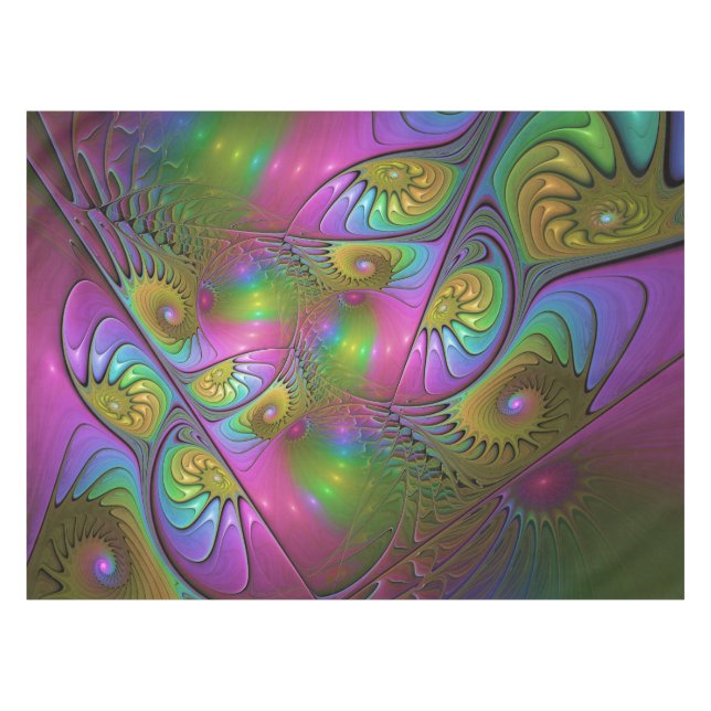 The Colourful Luminous Trippy Abstract Fractal Art Tablecloth (Front (Horizontal))