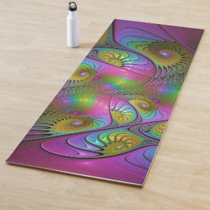The Colourful Luminous Trippy Abstract Fractal Art Yoga Mat