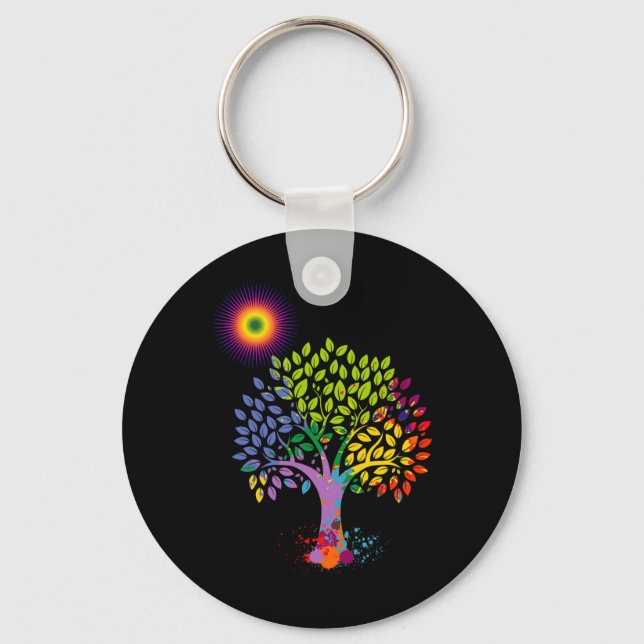 The Colourful Tree Giving Life To Earth Stop Globy Key Ring (Front)