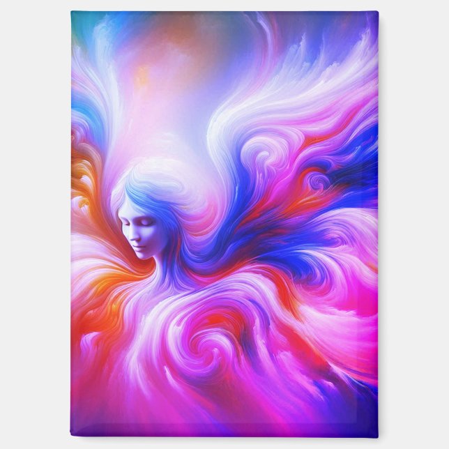 The Colourful Wispy Angel on Front of a 'Fridge   Magnet (Front)
