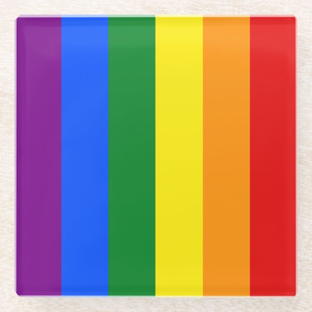 The colours of the rainbow glass coaster (Front)