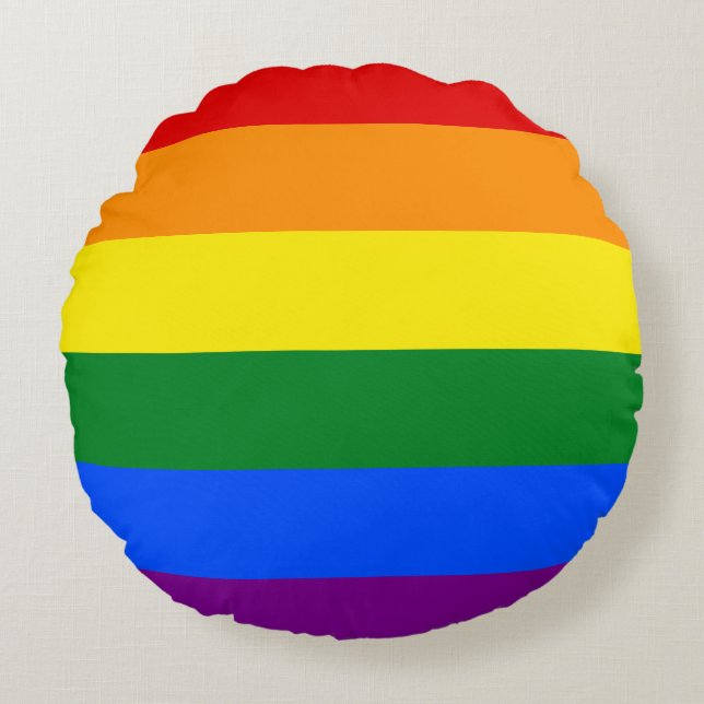 The colours of the rainbow round cushion (Front)