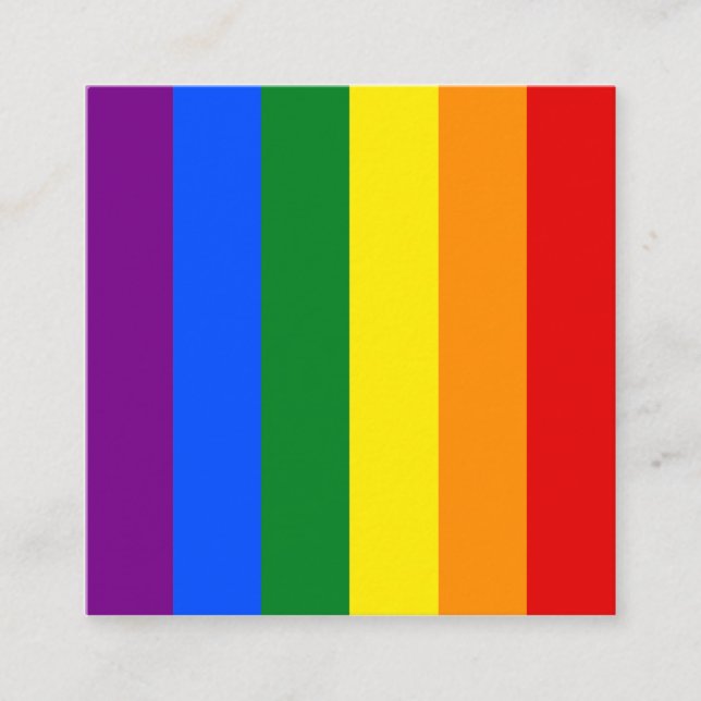 The colours of the rainbow square business card (Front)