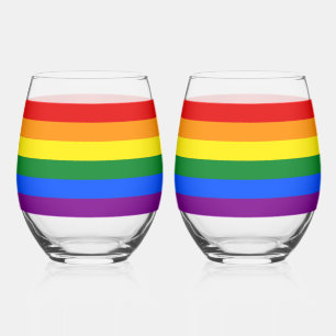 The colours of the rainbow stemless wine glass