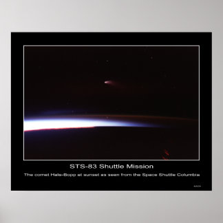 The comet Hale-Bopp at sunset as s... Poster