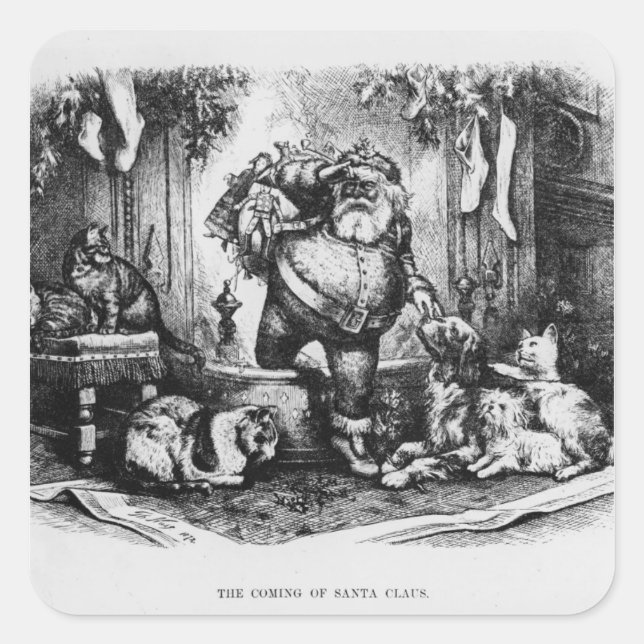 The Coming of Santa Claus, 1872 Square Sticker (Front)