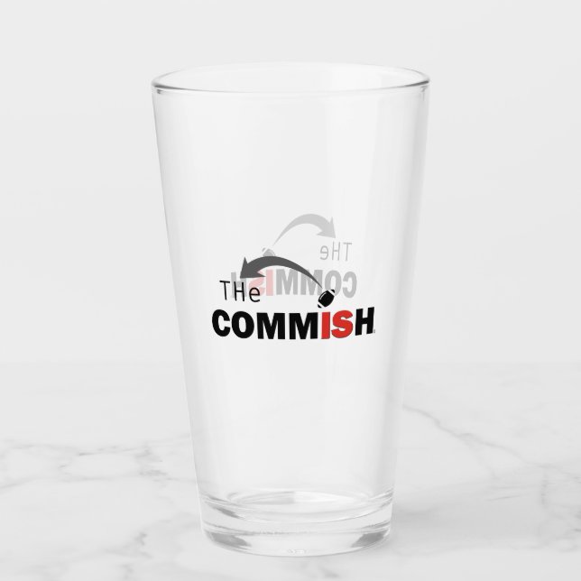 The Commish 16 oz Pint Beer Glass (Front)
