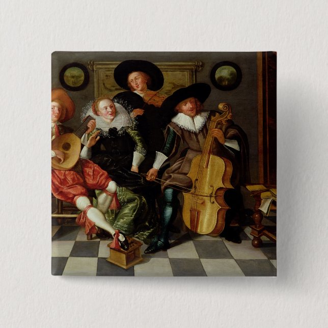 The Concert (oil on panel) 15 Cm Square Badge (Front)