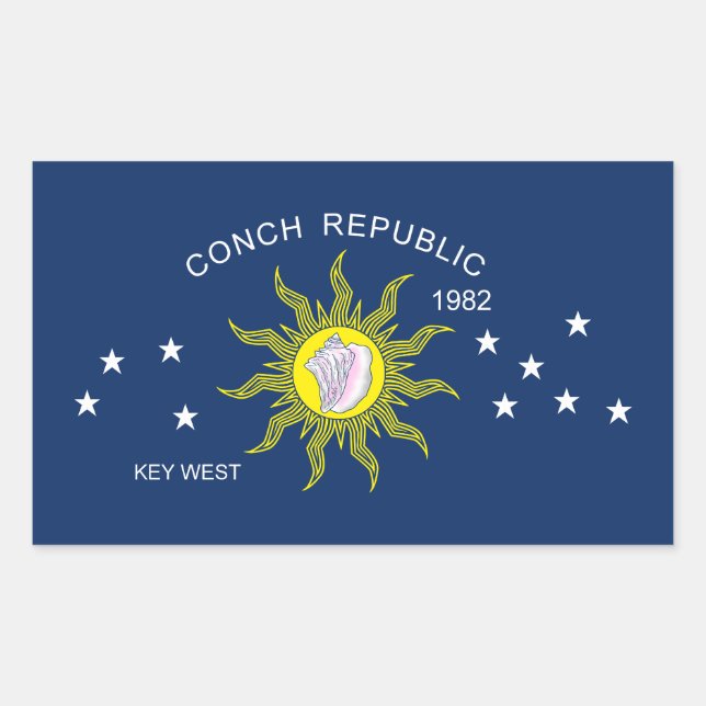 The Conch Republic Flag Rectangular Sticker (Front)