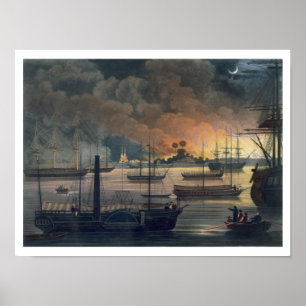 The Conflagration of Dalla on the Rangoon River, p Poster