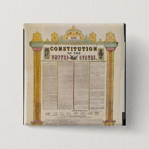 The Constitution of the United States of America 15 Cm Square Badge