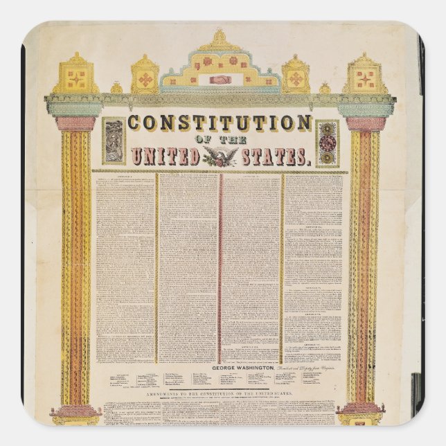 The Constitution of the United States of America Square Sticker (Front)