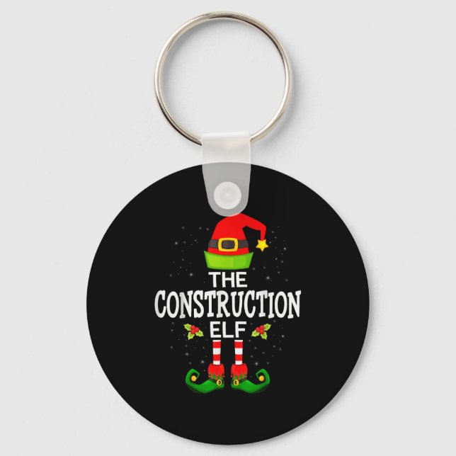 The Construction Elf Christmas Family Matching Paj Key Ring (Front)