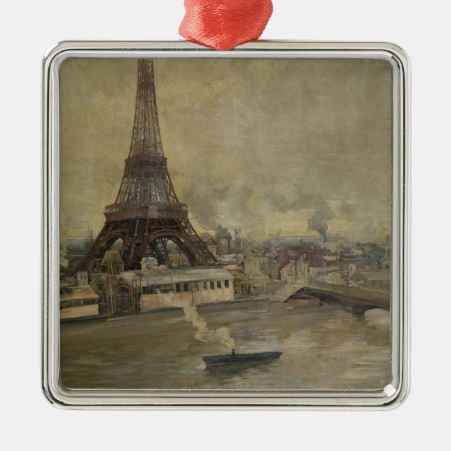 The Construction of the Eiffel Tower Metal Tree Decoration (Front)