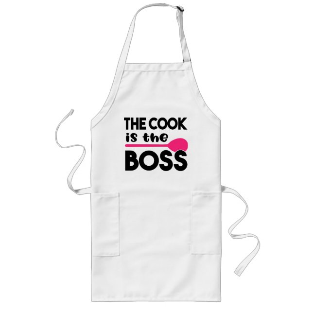 The Cook Is The Boss Funny Chef's Gift Long Apron (Front)