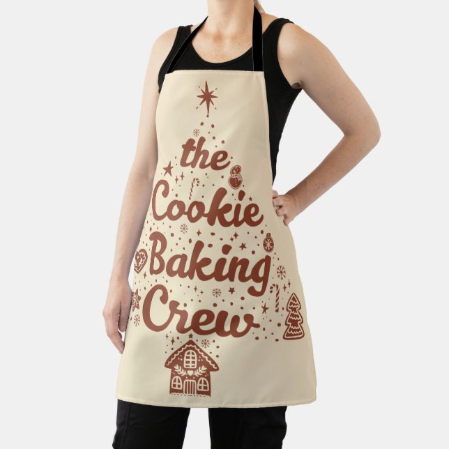 The Cookie Baking Crew Christmas Tree Design Apron (Insitu)