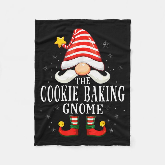 The Cookie Baking Gnome Christmas Group Family Paj Fleece Blanket (Front)