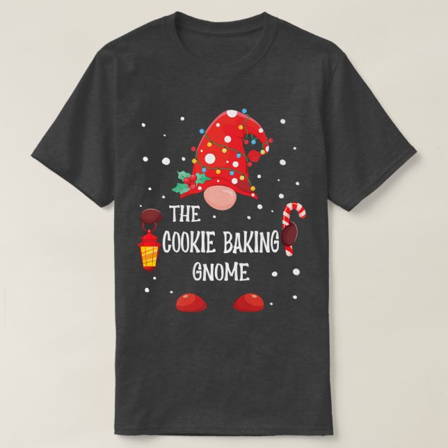 The Cookie Baking Gnome Matching Family Christmas  T-Shirt (Design Front)