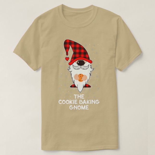 The Cookie Baking Gnome Plaid Lover Xmas Baker Nor T-Shirt (Design Front)