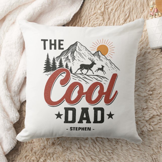 The Cool Dad – Rustic Mountain and Deer Design Cushion (Blanket)