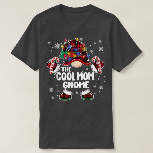 The Cool Mum Gnome Buffalo Plaid Christmas Tree Li T-Shirt (Design Front)