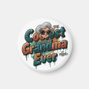The Coolest Grandma Ever Cool Cartoon Graffiti Magnet