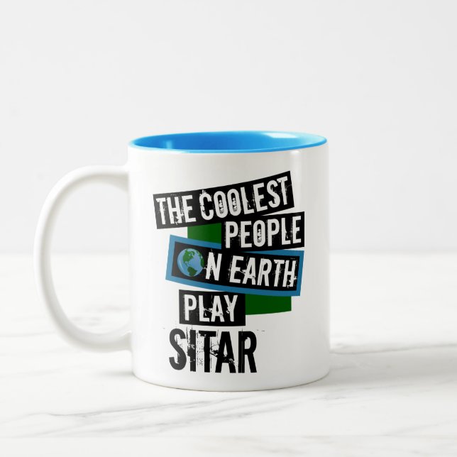 The Coolest People on Earth Play Sitar Two-Tone Coffee Mug (Left)