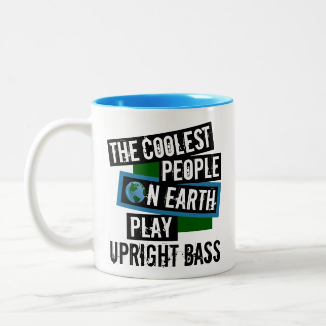 The Coolest People on Earth Play Upright Bass Two-Tone Coffee Mug (Left)