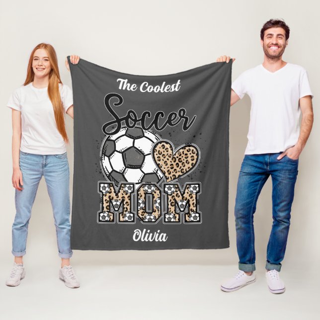 "The Coolest Soccer Mum" Custom Design Fleece Blanket (In Situ)