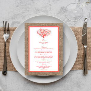 The Coral On Burlap Boho Beach Wedding Collection Menu