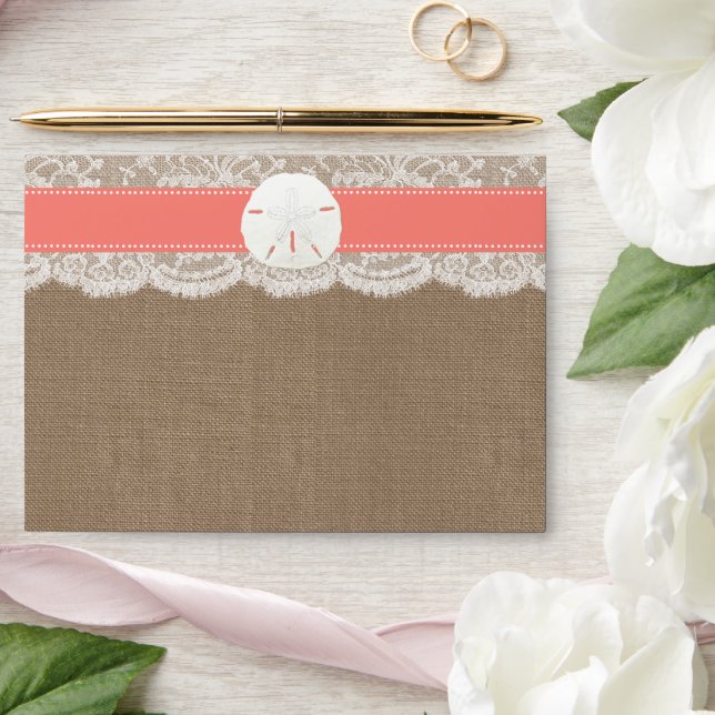 The Coral Sand Dollar Beach Wedding Collection Envelope (Wedding)