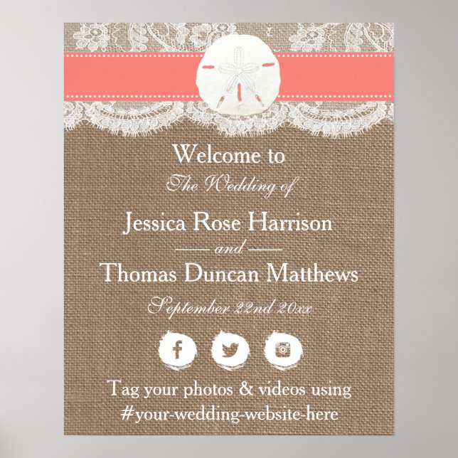 The Coral Sand Dollar Beach Wedding Collection Poster (Front)