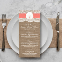 The Coral Sand Dollar Wedding Collection Menus