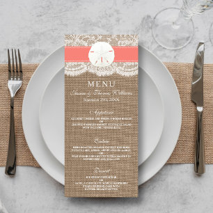 The Coral Sand Dollar Wedding Collection Menus