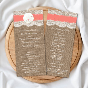 The Coral Sand Dollar Wedding Collection Programs Rack Card