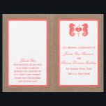 The Coral Seahorse Burlap Beach Wedding Collection<br><div class="desc">The coral seahorse on burlap beach wedding collection is perfect for any couple planning a romantic marriage by the sea. The rustic burlap effect background gives these programs a boho-chic feel, while the tropical coral has a fresh and warm colour scheme that can be used throughout your wedding. The cute...</div>