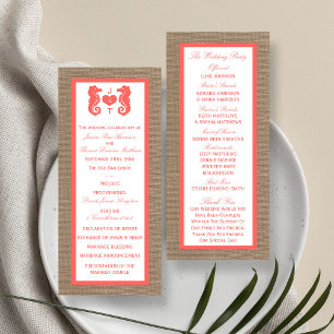 The Coral Seahorse Burlap Beach Wedding Collection Programme