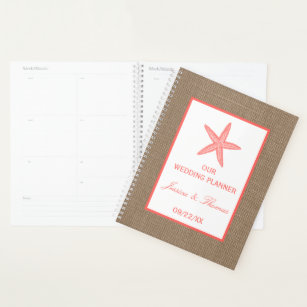 The Coral Starfish Burlap Beach Wedding Collection Planner