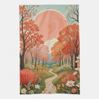 The Coral Sun Path Tea Towel