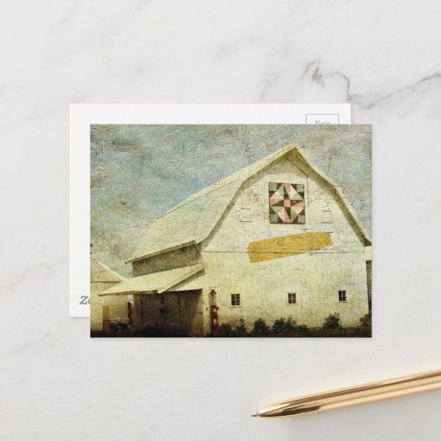 The Corn Barn Washington County Iowa Retro Crackle Postcard (Front/Back In Situ)