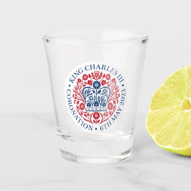 The Coronation Emblem of King Charles 2023 Shot Glass (Front)