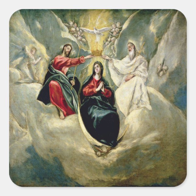 The Coronation of the Virgin, c.1591-92 Square Sticker (Front)