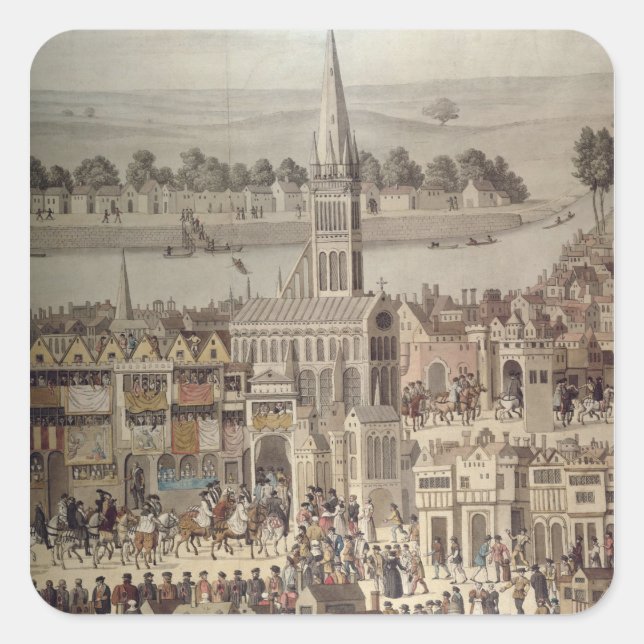 The Coronation Procession of King Edward VI Square Sticker (Front)