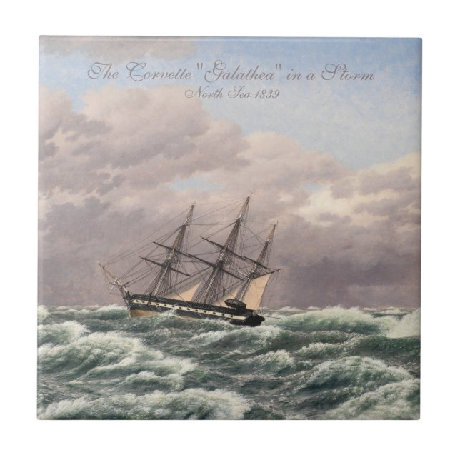 The Corvette "Galathea" in a Storm  Tile (Front)