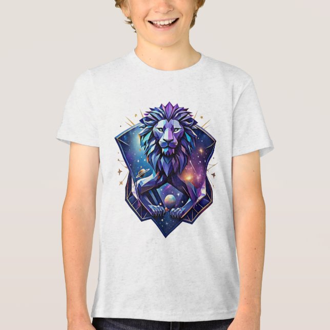 The Cosmic Geometric Lion Tri-Blend Shirt (Front)