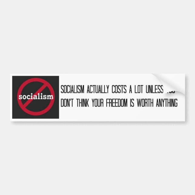 The Cost of Socialism Bumper Sticker (Front)