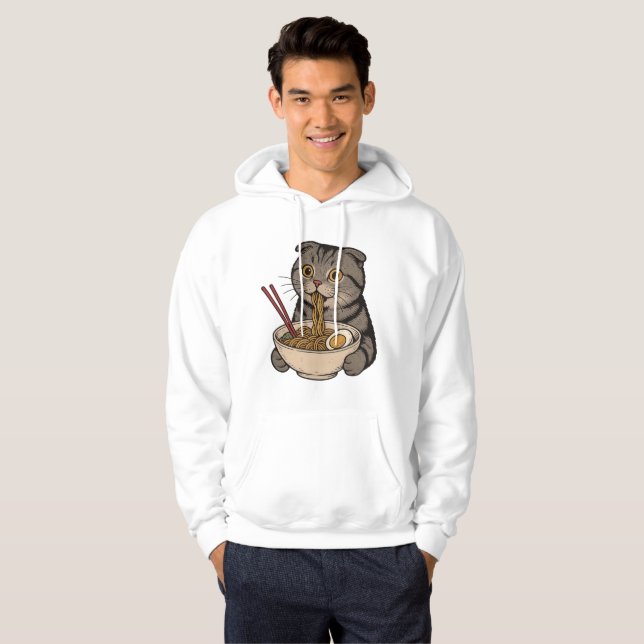  The Cosy Cat Slurping Noodles Hoodie (Front Full)