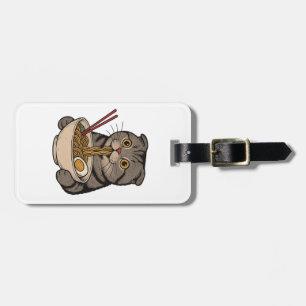The Cosy Cat Slurping Noodles Luggage Tag