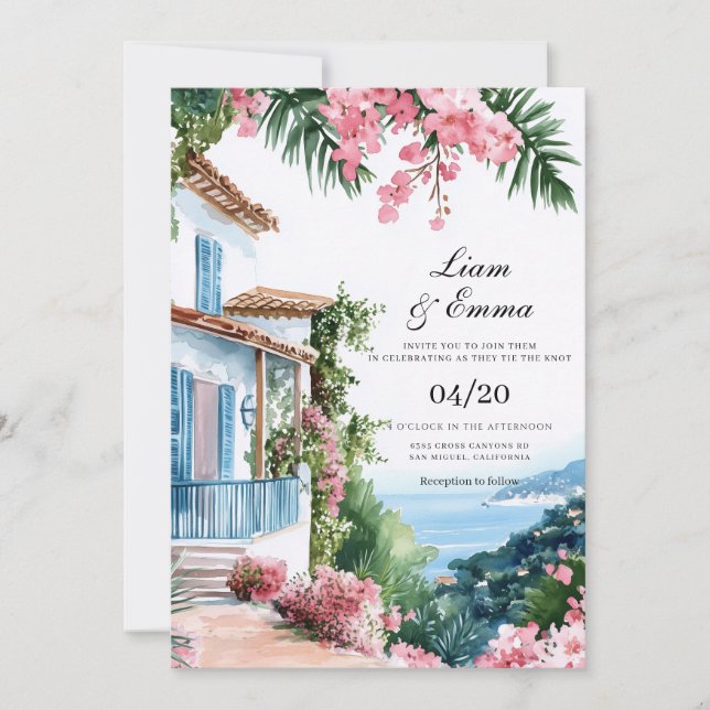 The Cote d'Azur landscape Wedding Invitation (Front)